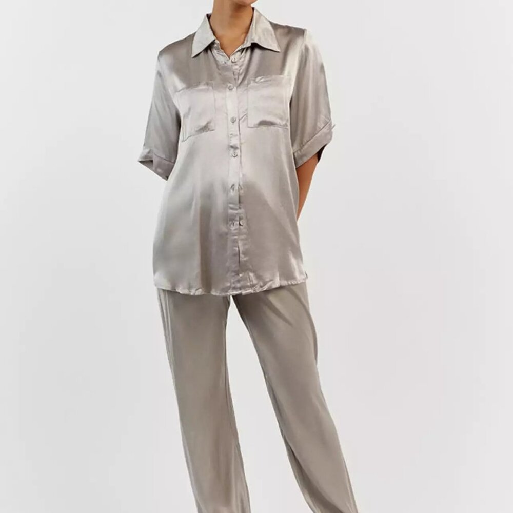 Dissh Silver Satin Pants